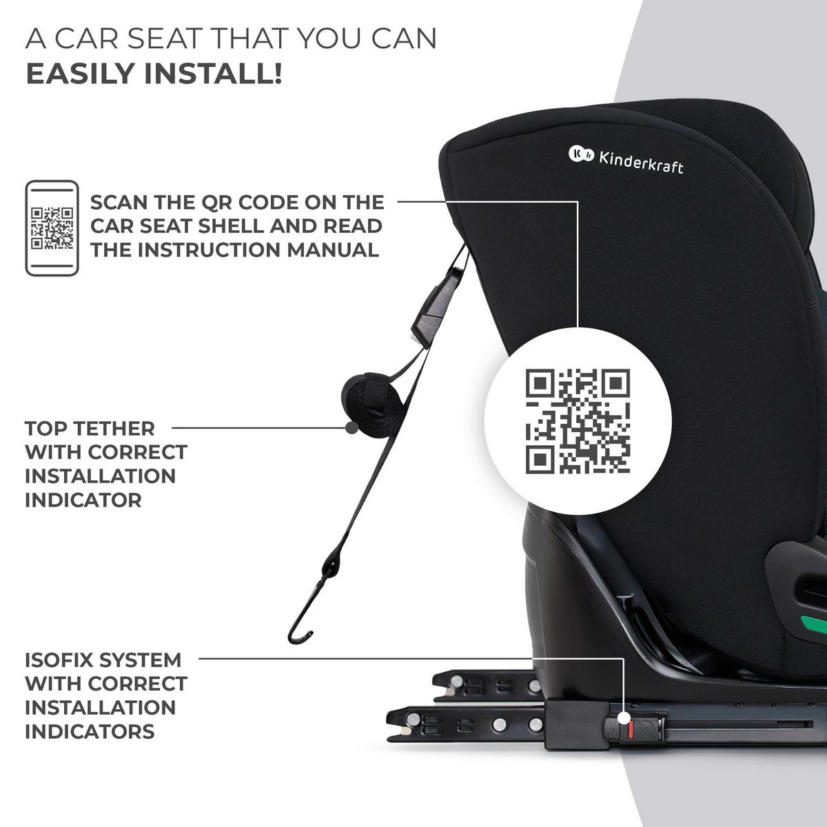 Kinderautositz Oneto3 I-Size Schwarz, B/H/T: 58x78x44cm - Dunkelgrau/Schwarz, Basics, Kunststoff (58/78/44cm) - Kinderkraft