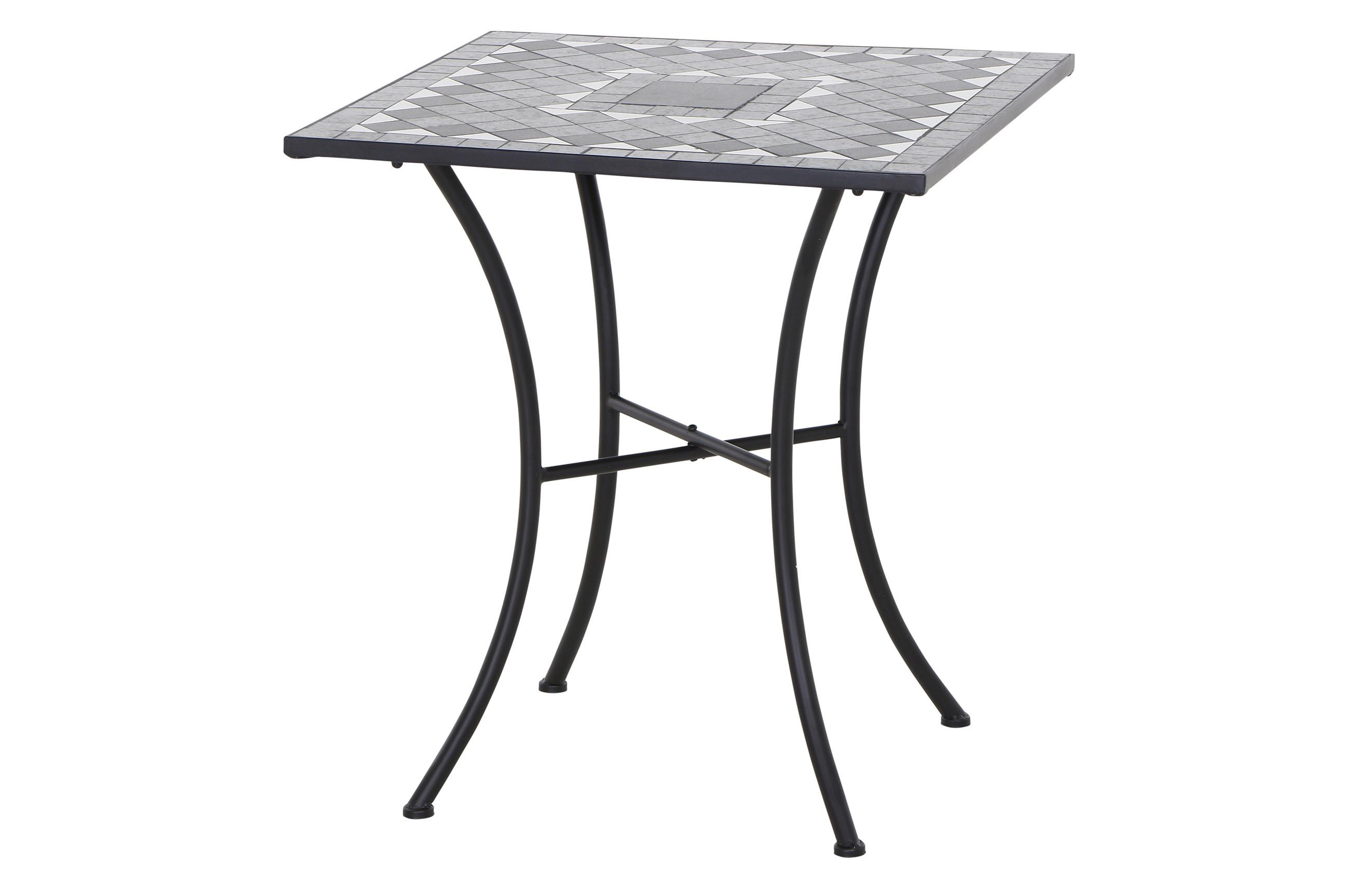 Gartentisch Como Metall/keramik L 64 Cm - Schwarz, KONVENTIONELL, Keramik/Metall (64/64/71cm) - Siena Garden