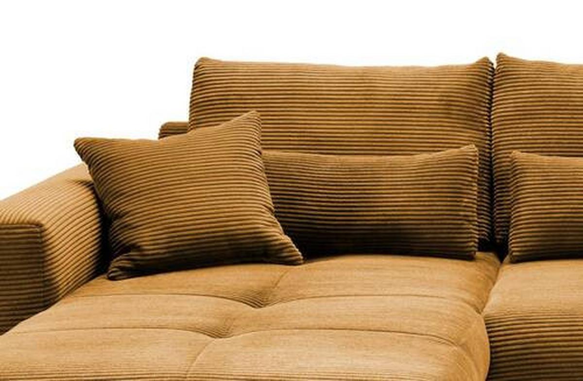 Ecksofa Federico Goldfarben S: 188/302 cm - Goldfarben/Schwarz, MODERN, Holz/Textil (188/302cm) - MID.YOU