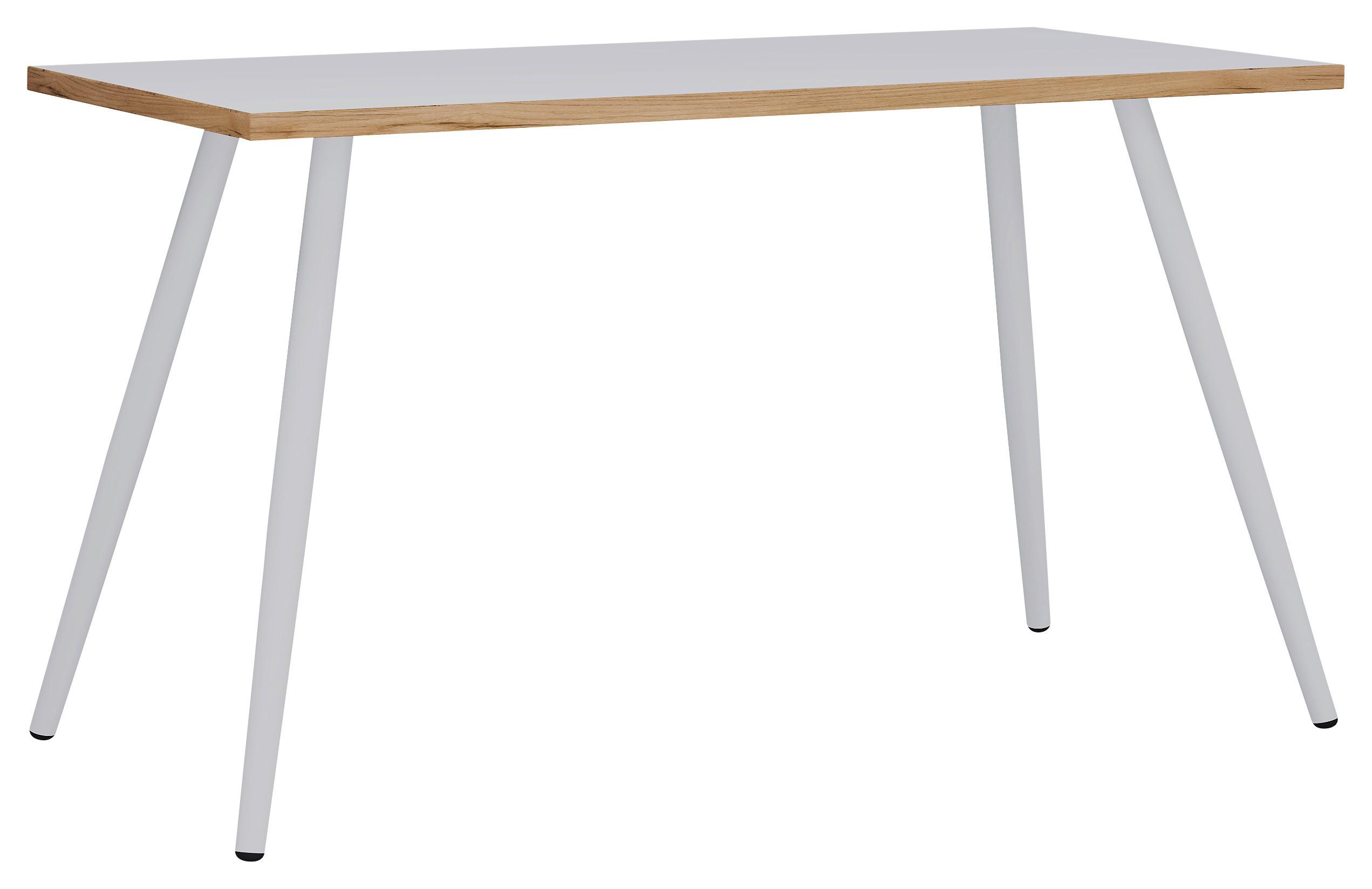 Schreibtisch Salia Weiß, Eiche Dekor L: 110 cm - Honigeiche/Weiß, Design, Holzwerkstoff/Metall (110/50/70cm) - MID.YOU