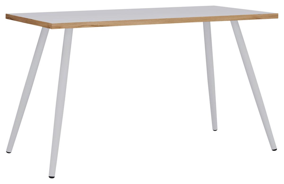 Schreibtisch Salia Weiß, Eiche Dekor L: 110 cm - Honigeiche/Weiß, Design, Holzwerkstoff/Metall (110/50/70cm) - MID.YOU