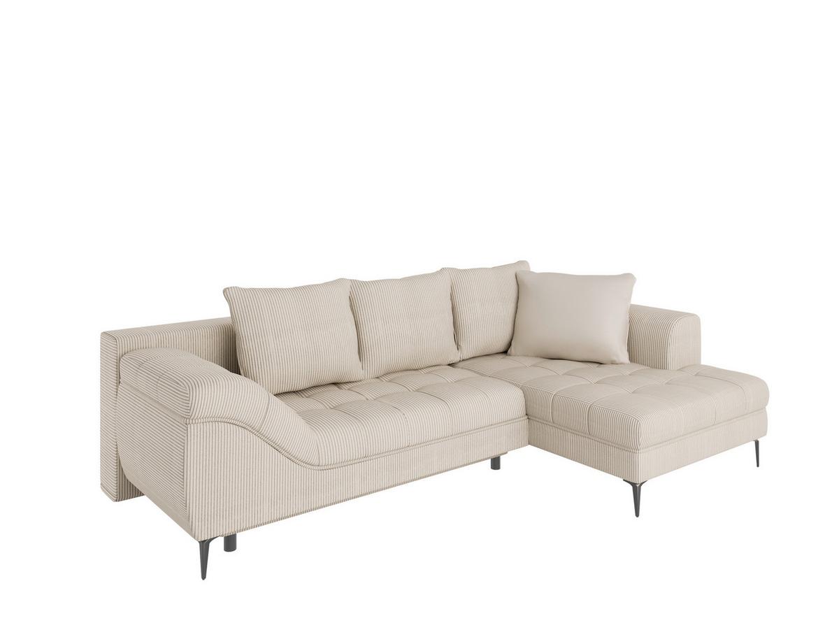 Ecksofa Welle Creme S: 177x276 Cm - Creme/Schwarz, Design, Textil (177/276cm) - MID.YOU