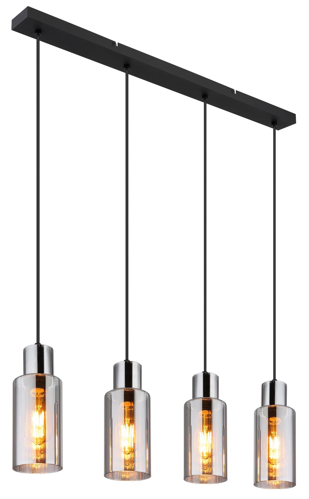 Hängeleuchte 15708-4h - Schwarz, Basics, Glas/Metall (82/10/120cm) - Globo