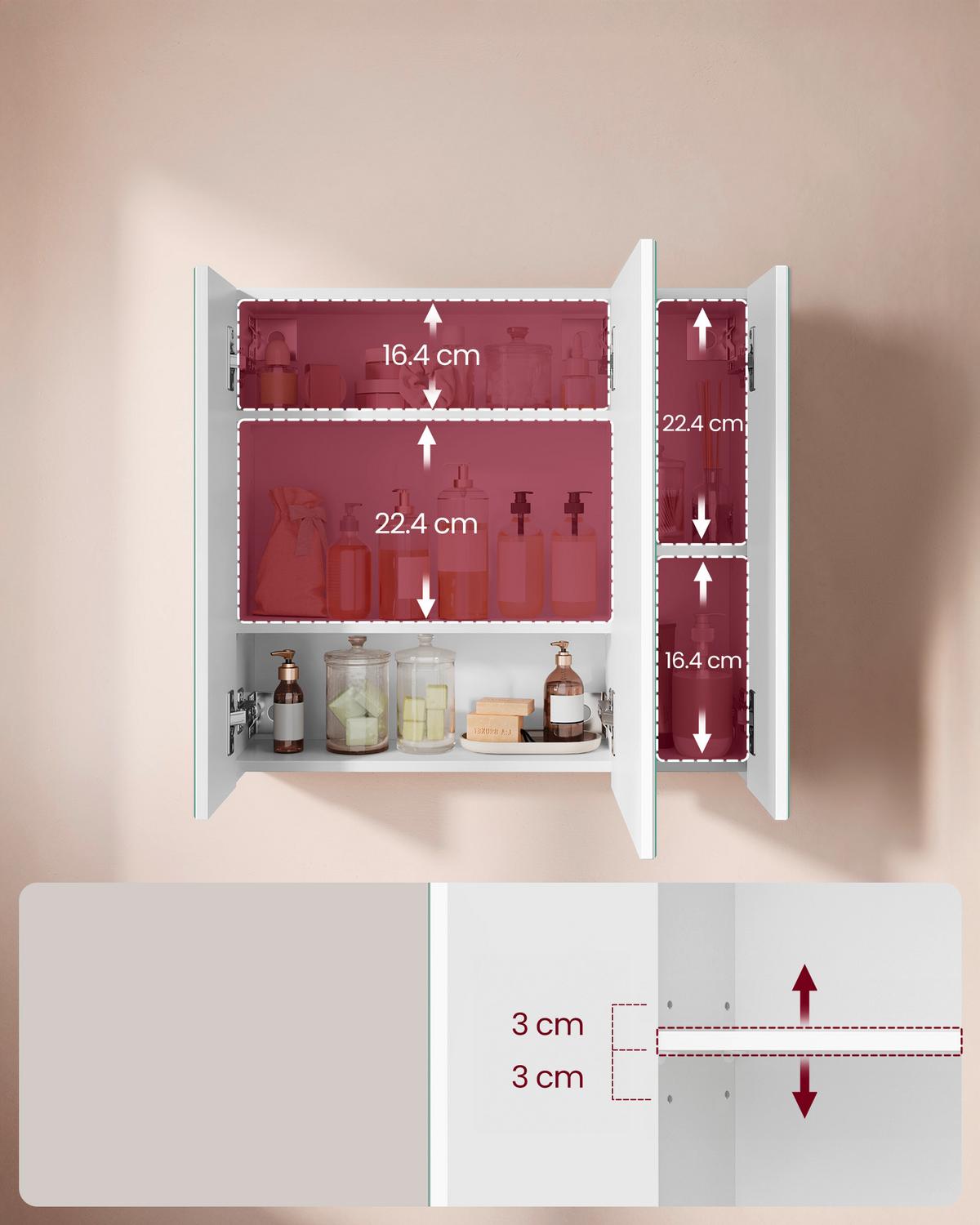 Spiegelschrank Bbk22wtv1 - Weiß, Trend, Glas/Holzwerkstoff (60/55/15cm) - MID.YOU