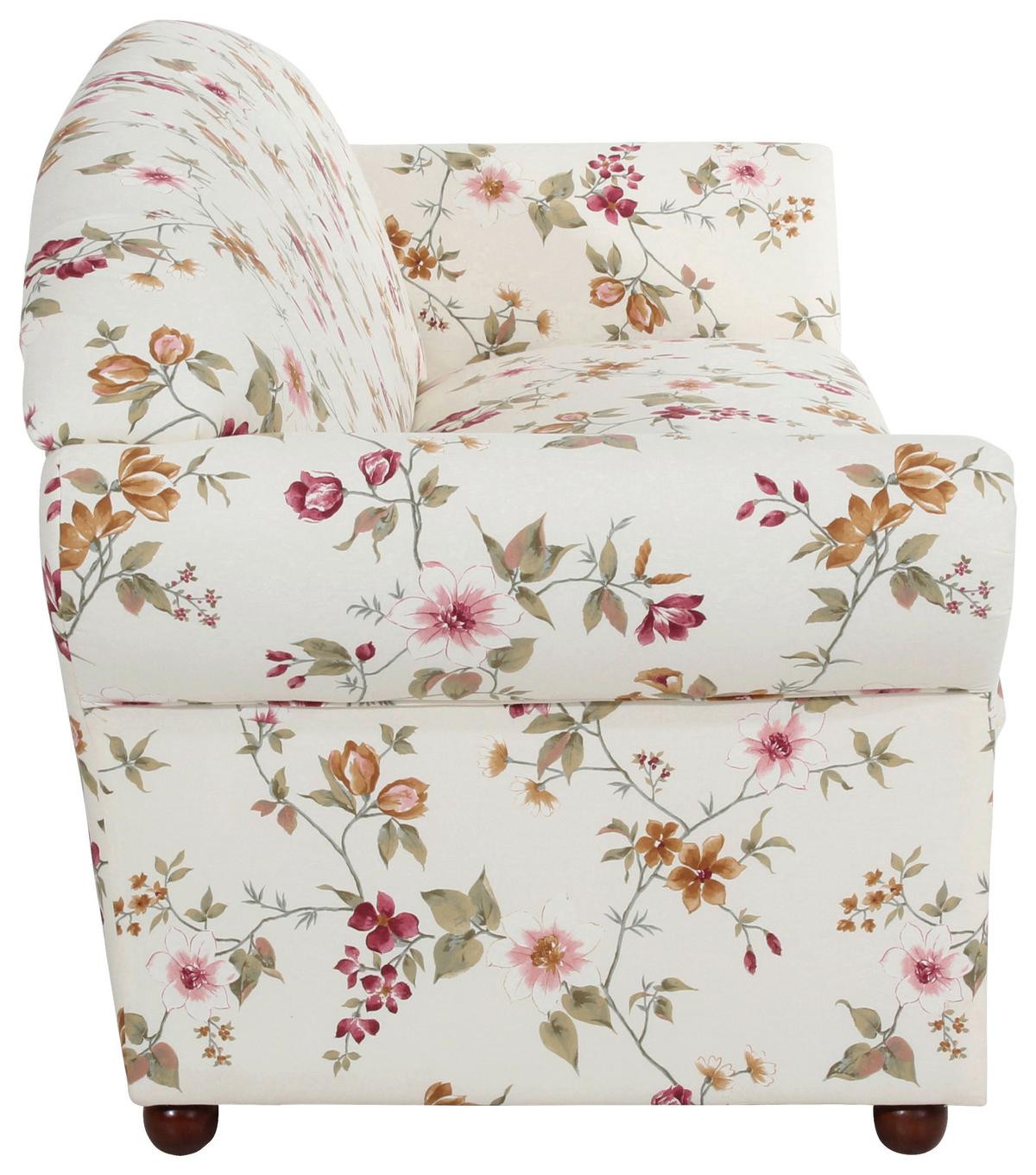 3-sitzer-sofa Corona Rot/weiß, Blumen Design - Rot/Nussbaumfarben, Design, Textil (202/85/81cm) - Max Winzer