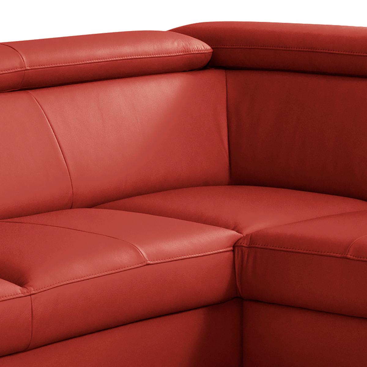 Ecksofa Note New Teilleder Rot 199x244 - Rot/Schwarz, Design, Leder/Textil (199/244cm) - Livetastic