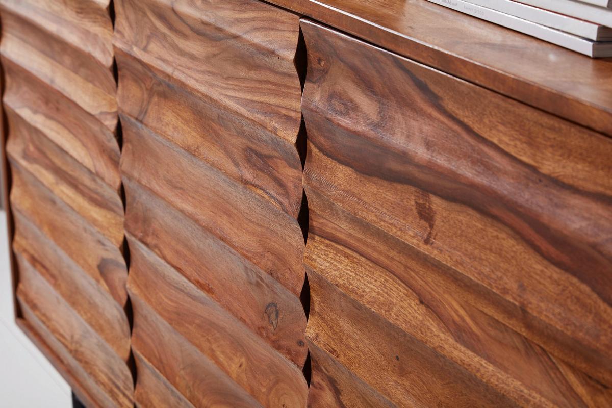 Sideboard 150 cm Sheesham, Sheeshamfarben - Sheeshamfarben/Schwarz, Design, Holz (150/81/41cm) - MID.YOU