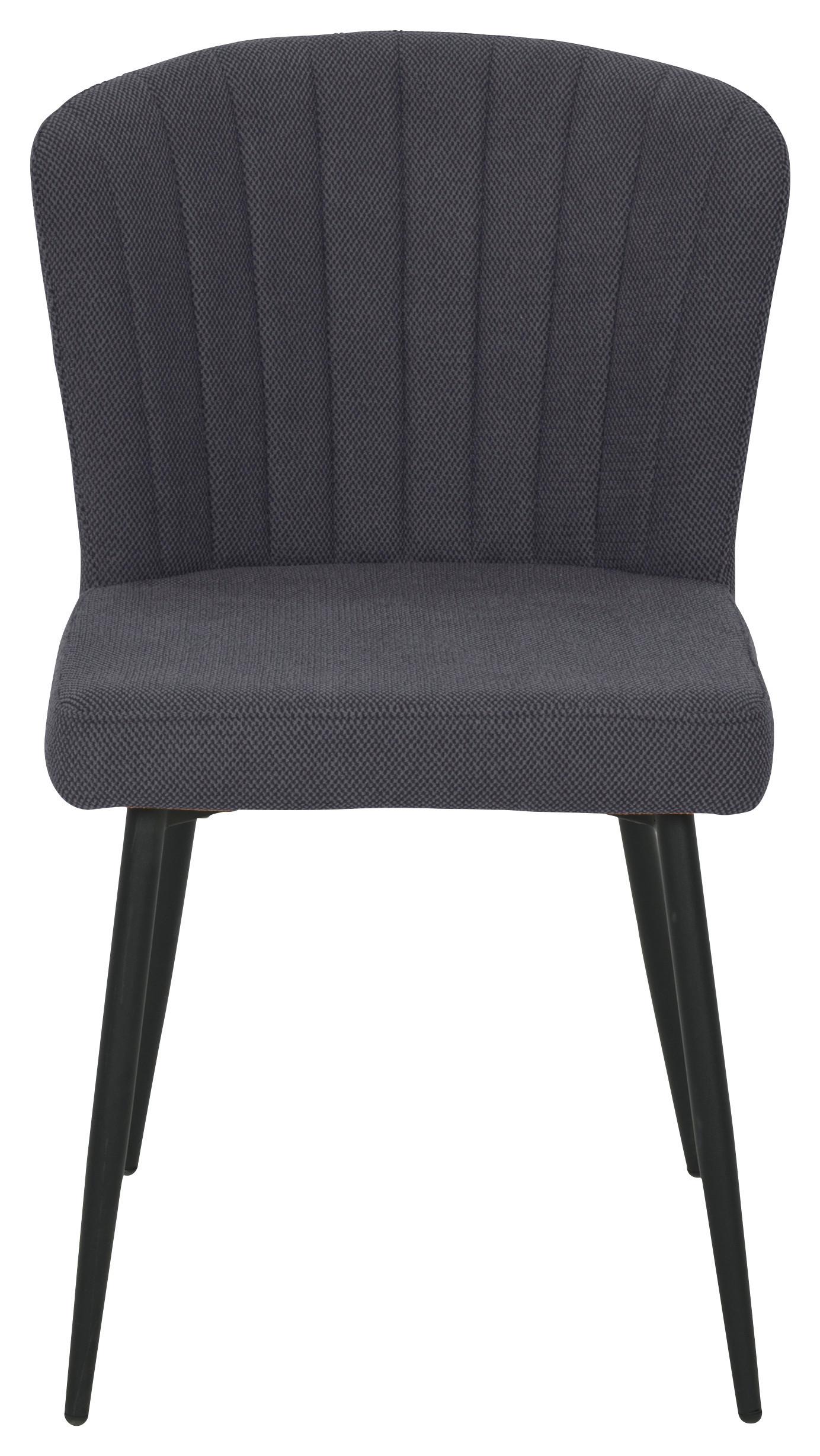 Vierfußstuhl Abbie Leinenoptik Schwarz, B: 52 cm - Schwarz, KONVENTIONELL, Holz/Textil (52/82/60cm) - P & B