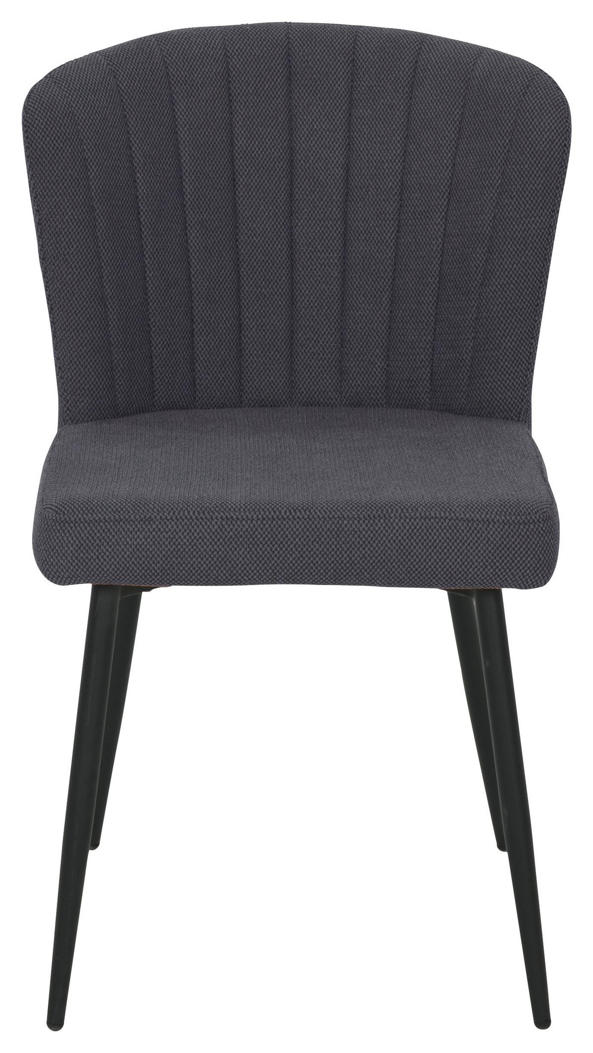 Vierfußstuhl Abbie Leinenoptik Schwarz, B: 52 cm - Schwarz, KONVENTIONELL, Holz/Textil (52/82/60cm) - P & B