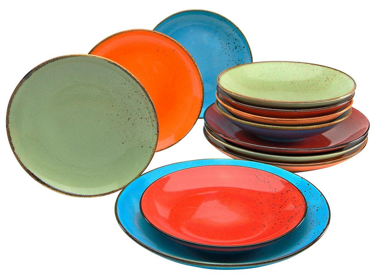 Kombiservice Keramik 4 Personen Geschirr Set - Multicolor, Basics, Keramik (31,5/31,5/38cm) - Creatable