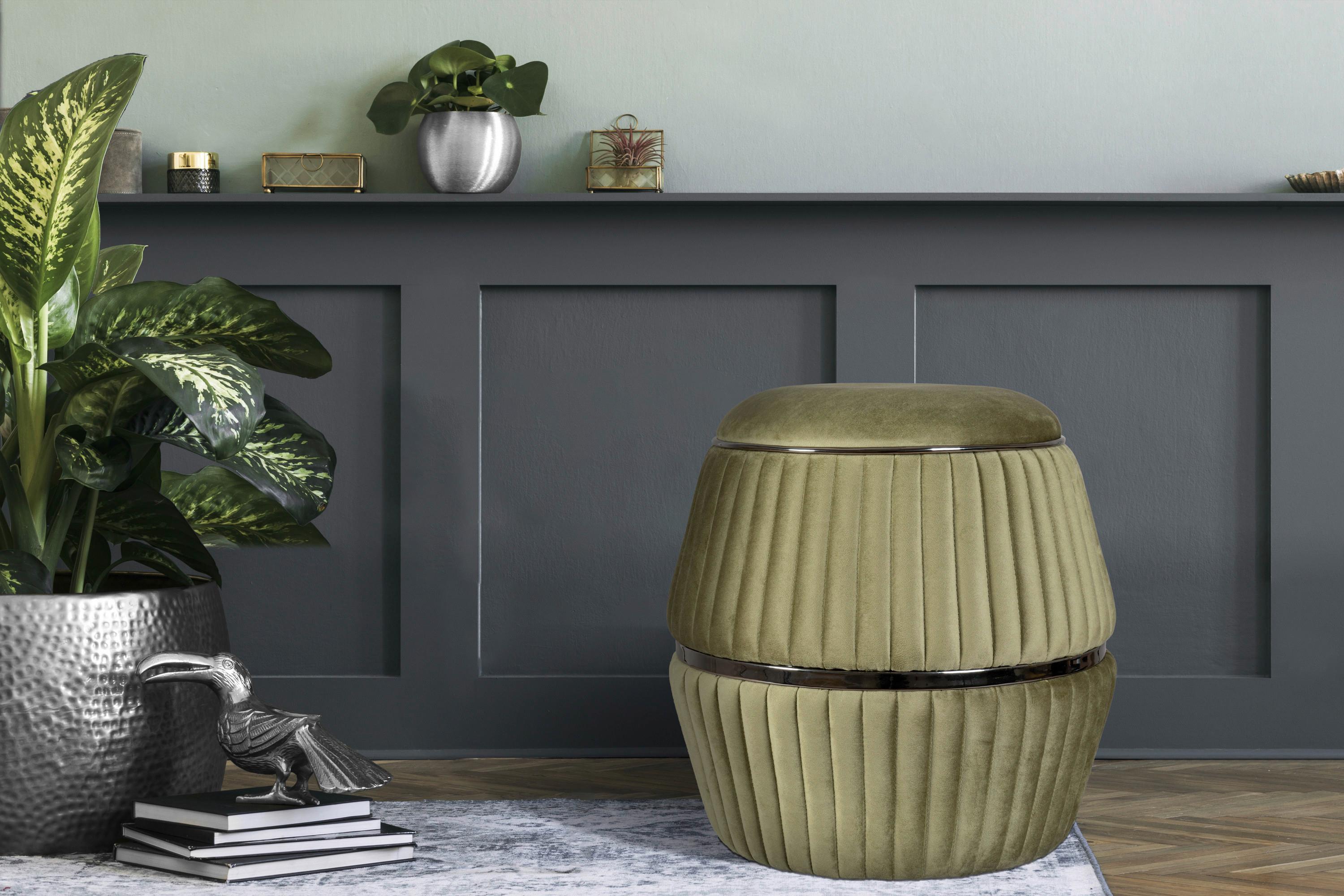 Hocker Doric 225 Grün D: 51,5 Cm - Graphitfarben/Grün, Design, Textil (51,5/53cm) - Kayoom