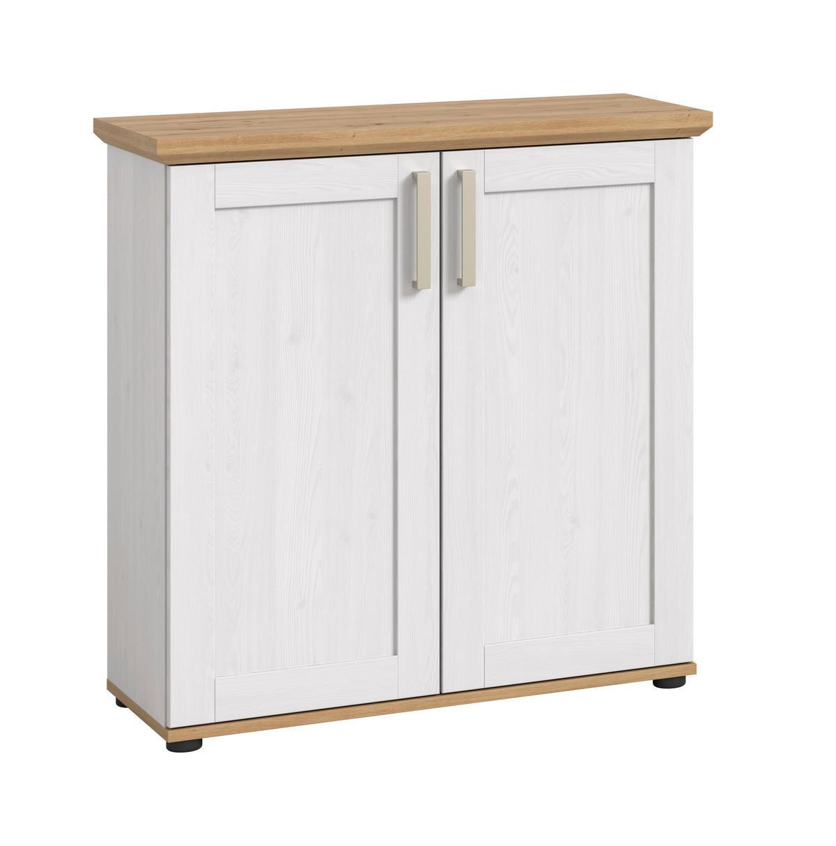 Highboard Verona Lärchefarben /Eiche Dekor B: 84cm - Lärchefarben/Schwarz, Design, Holzwerkstoff (84/88/37cm) - Livetastic