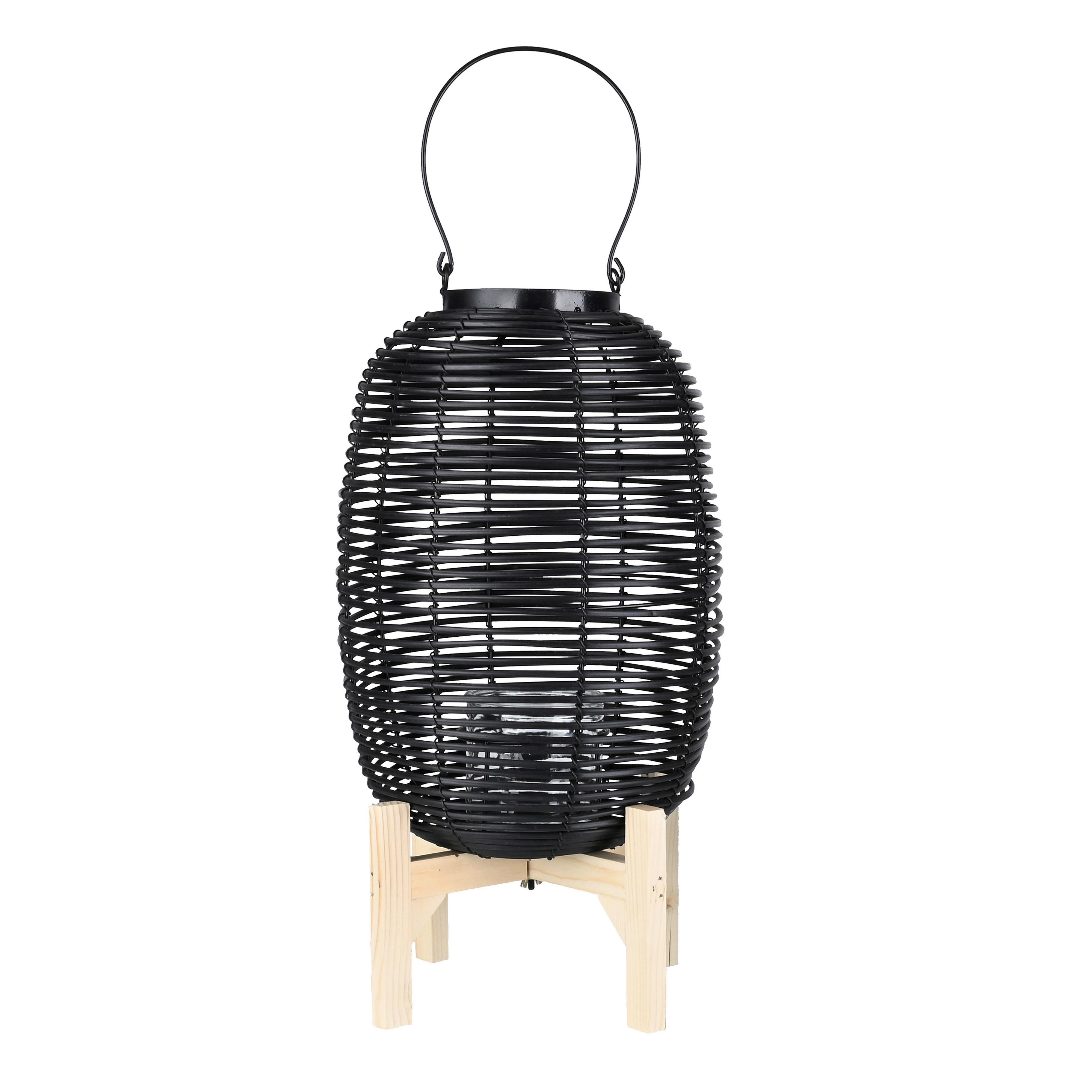 Lampáš Azije, V:40,5cm - čierna, Natur, kov/plast (26/40,5cm) - Zandiara