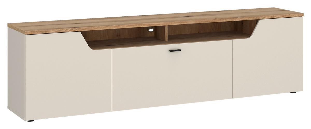 TV-Element Cut Out, B: 195 cm Kaschmir/Eichefarben - Kaschmir/Eichefarben, MODERN, Holzwerkstoff (195/56,4/45cm) - Premium Living