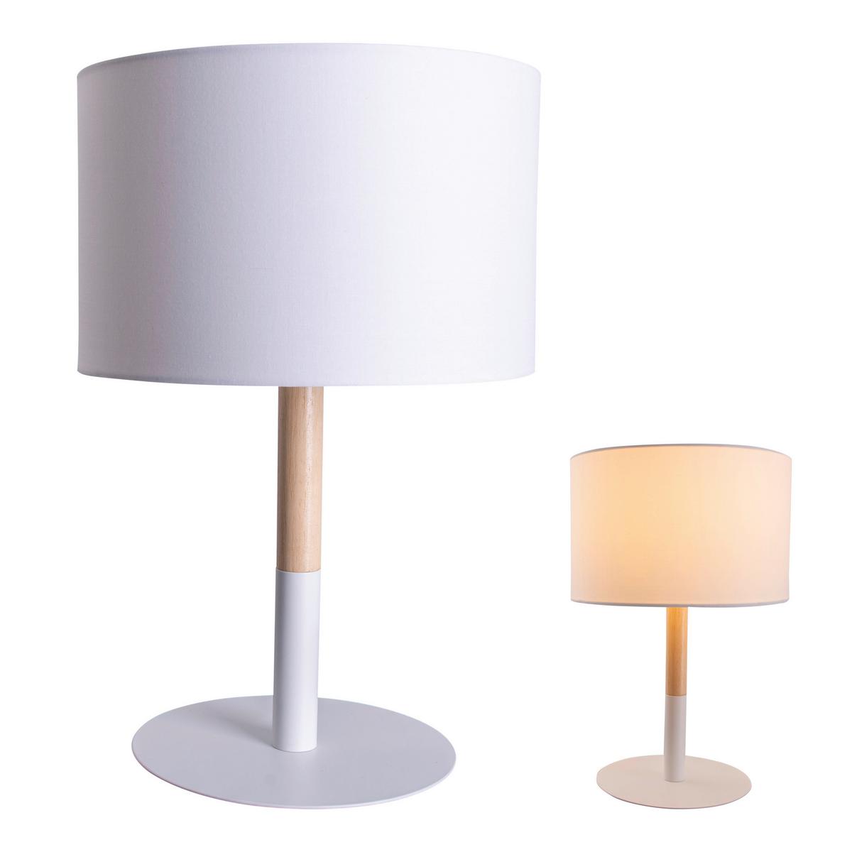 Tischleuchte Naturfarben/ Weiß Mit Kippschalter - Naturfarben/Weiß, Design, Textil/Metall (24/37cm) - Näve