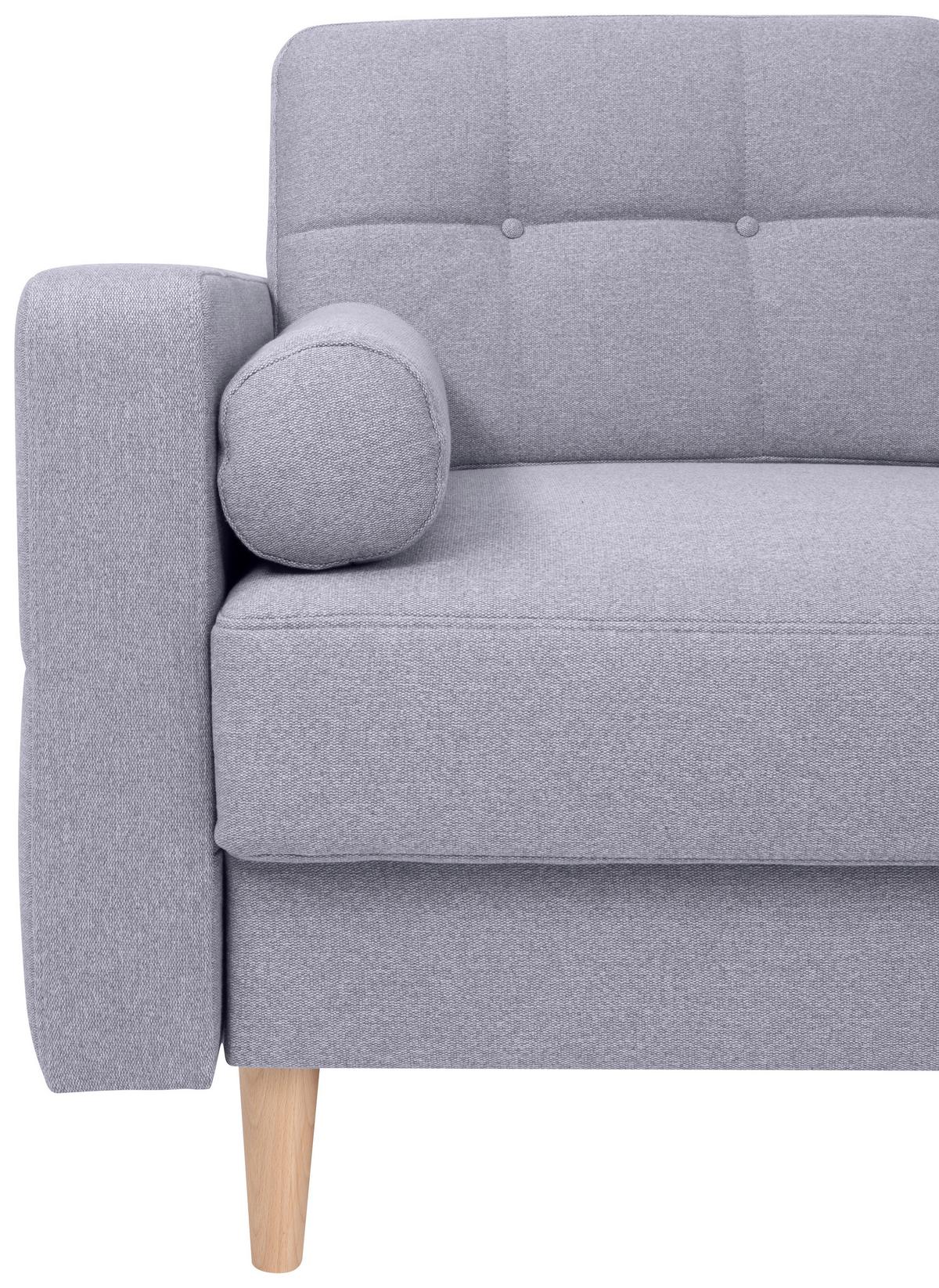 Eckschlafsofa Noret Graublau S: 242/242 cm - Eiche Wotan/Hellgrau, KONVENTIONELL, Textil (242/242cm) - MID.YOU