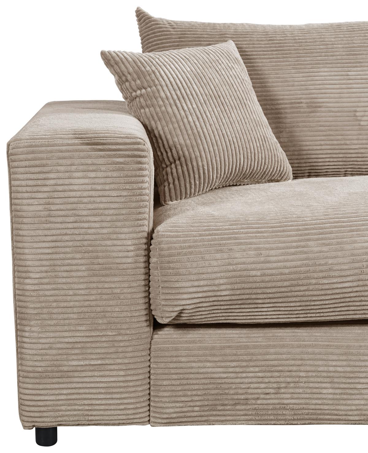 Ecksofa Funny S Rechts Hbraun mit Hocker S: 265x180 cm - Hellbraun/Schwarz, Basics, Textil (265/180cm) - Livetastic