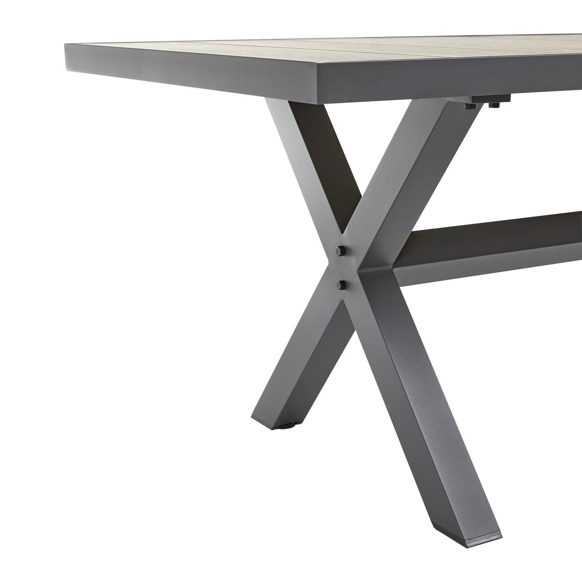 Záhradný stôl FLEUR - farba duba/tmavosivá, Modern, kov/keramika (180/75/90,5cm) - Bessagi Garden