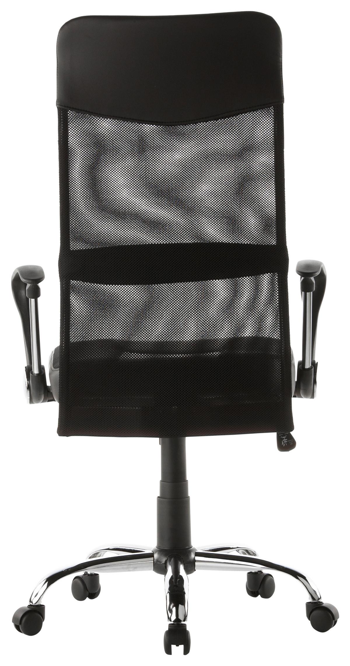 Bürostuhl Stryka Netz Schwarz mit Armlehnen Bis 100 Kg - Silberfarben/Schwarz, Basics, Kunststoff/Textil (60/122/52cm) - MID.YOU