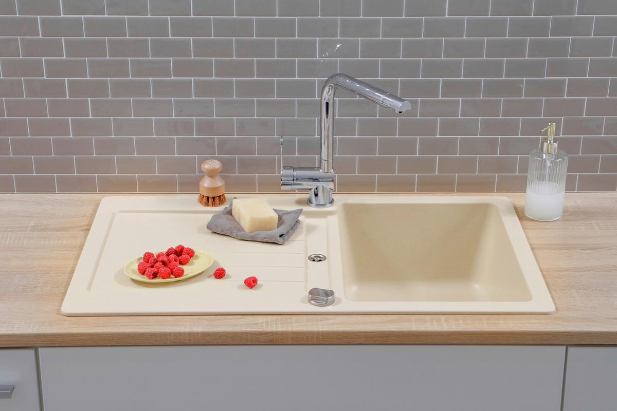 Spüle Austin Creme B: 86 cm - Creme, Design, Stein (86/21/50cm) - Respekta