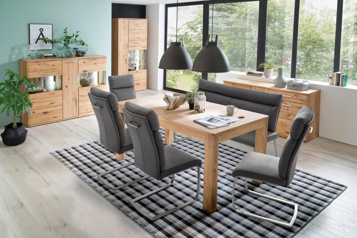 Sitzbank Mitclehne Grau Rabea B: 160 Cm - Edelstahlfarben/Grau, Design, Textil/Metall (160/98/70cm) - Livetastic