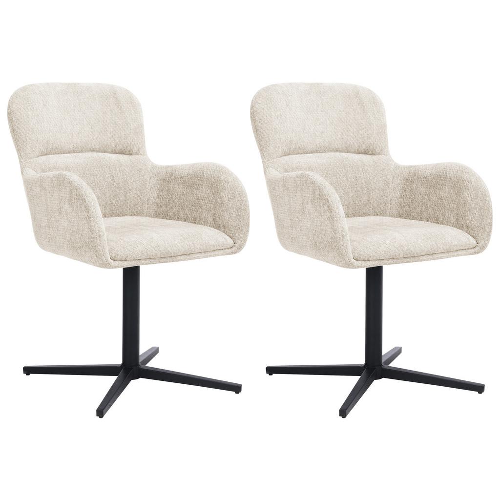 Armlehnstuhl Amber Chenille Beige, B: 56 cm