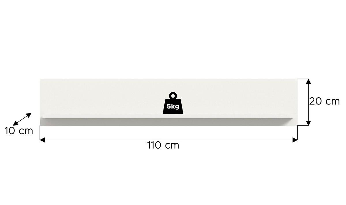 Sideboard Ice Weiß/Weiß Hochglanz B: 110 cm - Weiß Hochglanz/Weiß, Design, Holzwerkstoff (110/20/15cm) - Livetastic