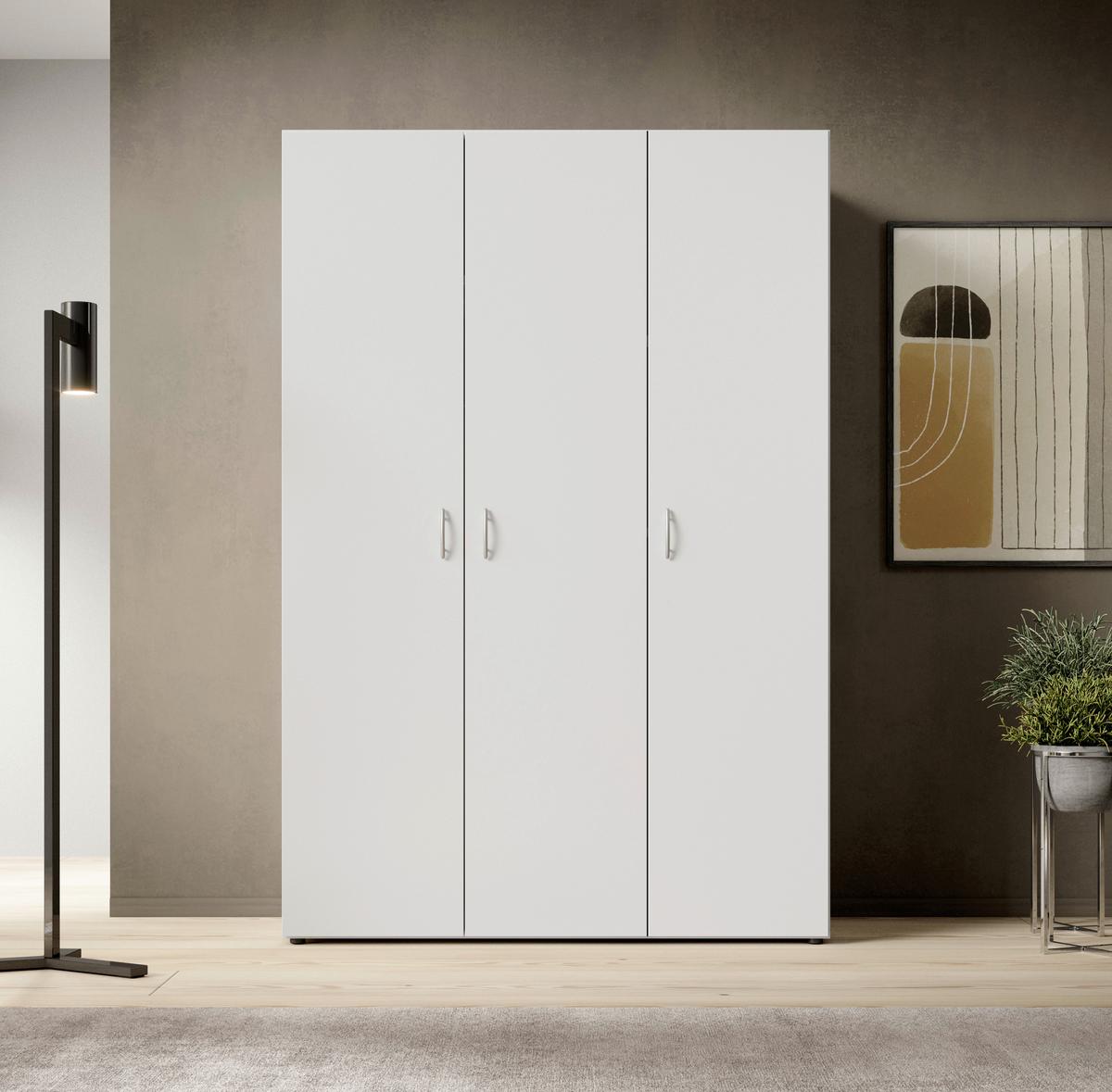 Kleiderschrank B: 121 cm Joe Weiß - Weiß, Basics, Holzwerkstoff (121/177/51cm)