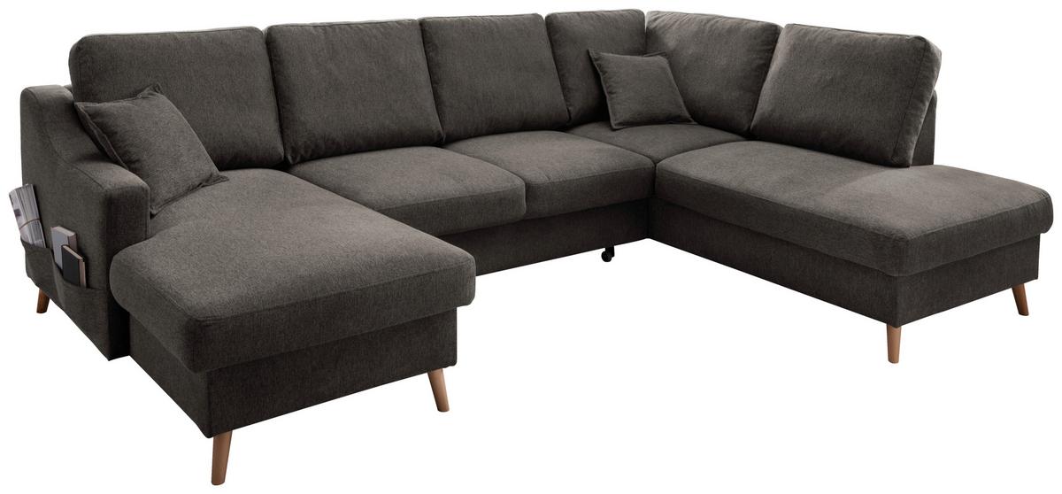 Wohnlandschaft Valentina Mit Schlaffunktion Braun - Braun/Naturfarben, KONVENTIONELL, Textil (150/301/200cm) - P & B