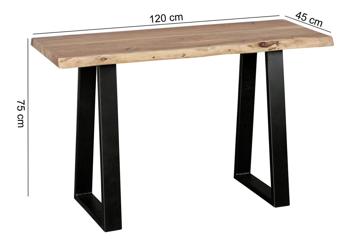 Stolík z masívneho dreva Gaya š: 120cm - čierna/farba akácie, Design, kov/drevo (120/45/75cm) - MID.YOU