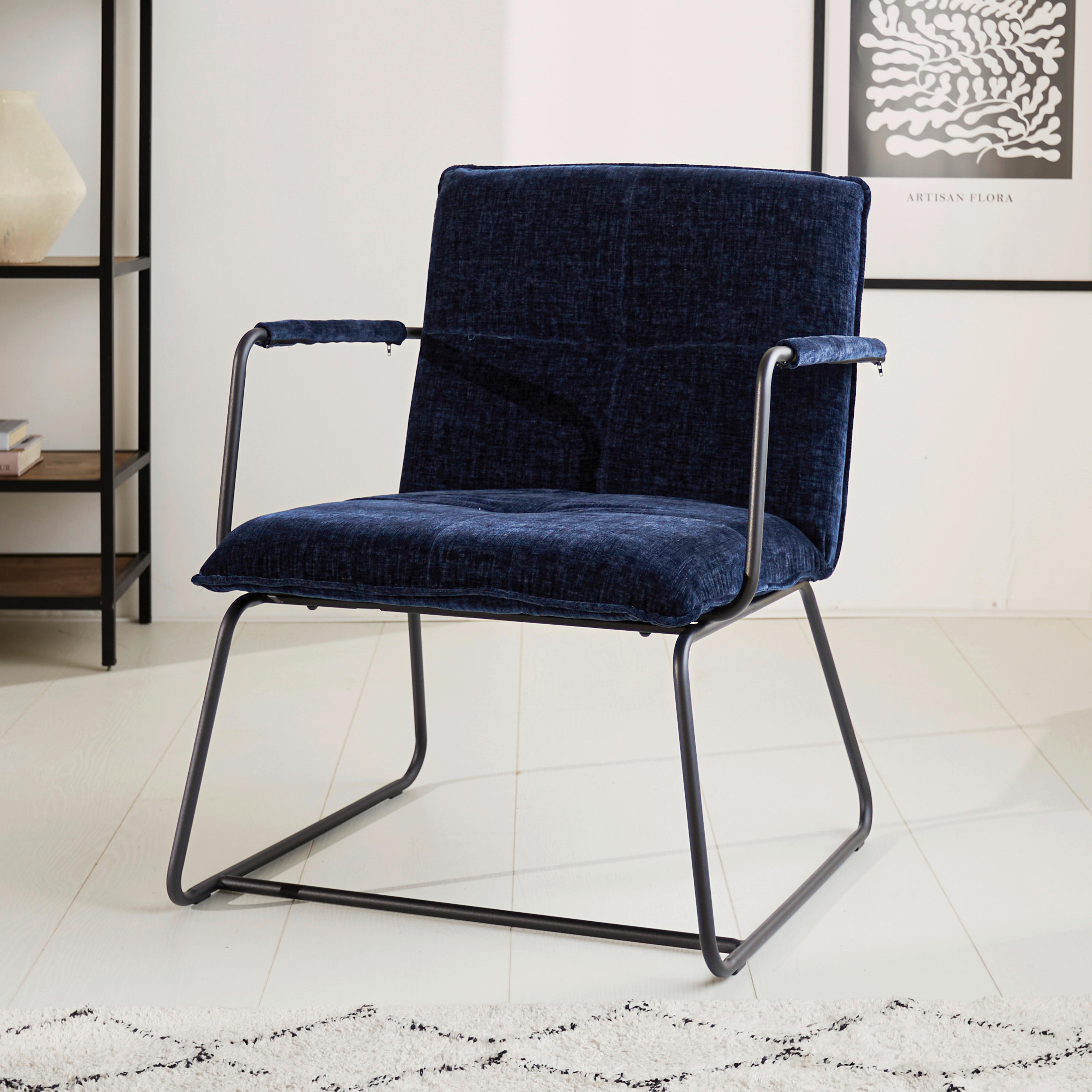 Sessel Bilbao Blau B: 65 cm - Blau/Schwarz, MODERN, Textil (65/80/68cm) - MID.YOU