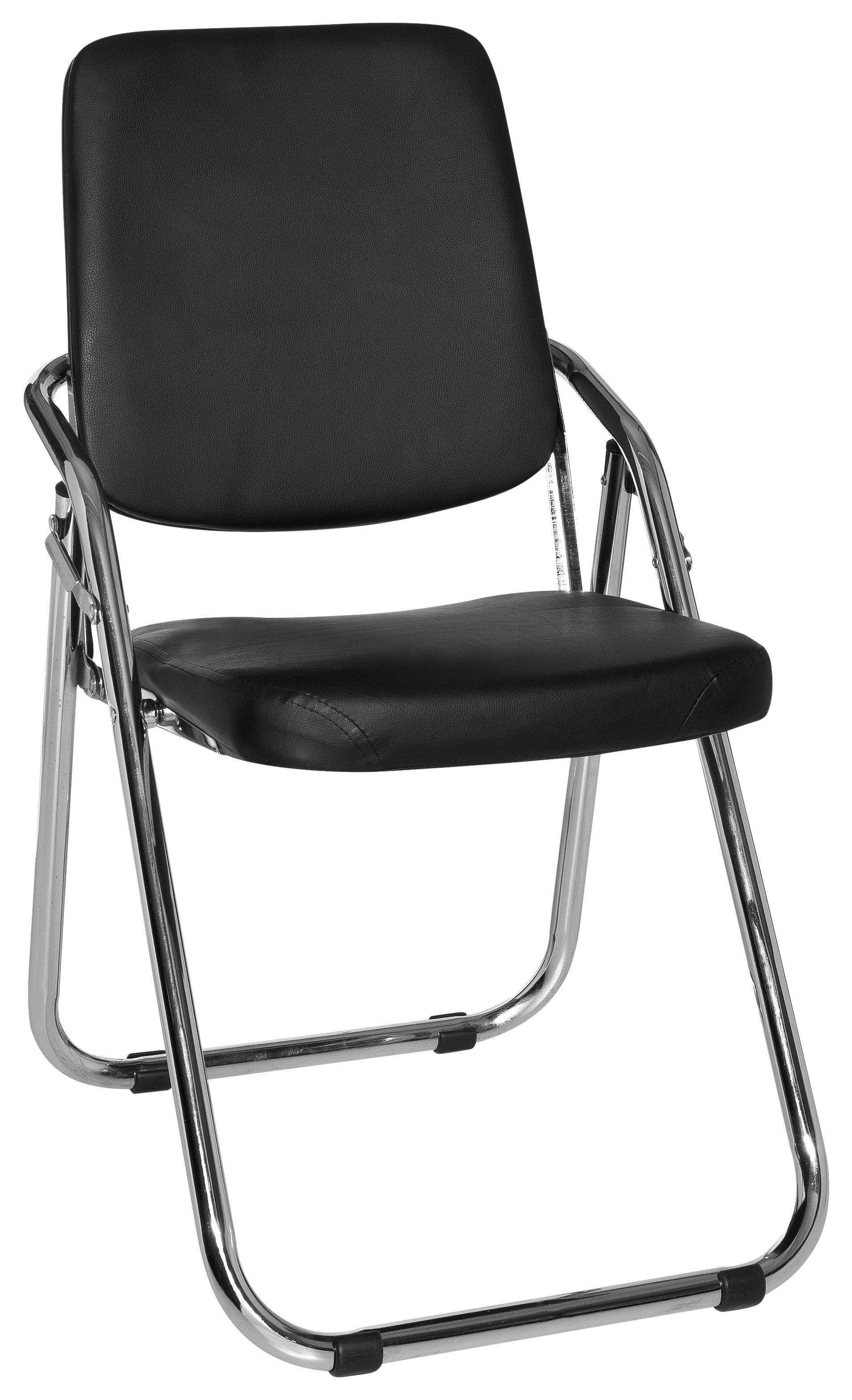 Moderner Klappstuhl in Lederoptik mit verchromtem Gestell