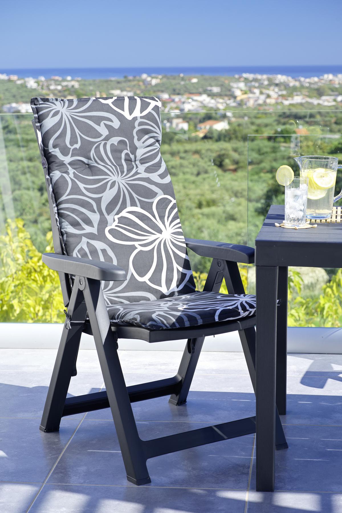 Hochlehnerauflage Genf 114x47 cm Schwarz/Grau - Schwarz/Grau, Basics, Textil (114/47/5cm) - Beo