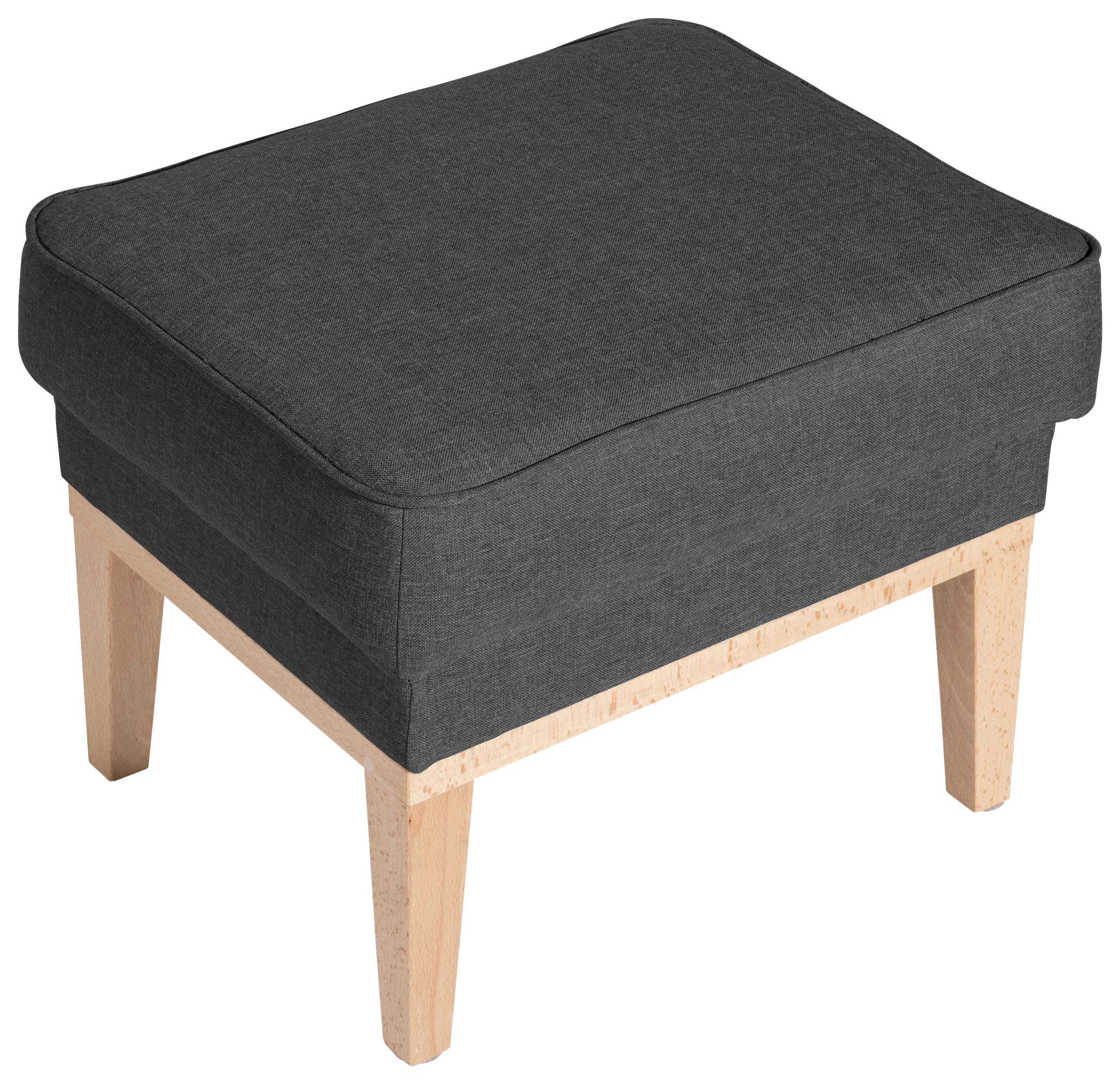HOCKER ANGELO - Anthrazit/Naturfarben, KONVENTIONELL, Textil (50/41/41cm) - Max Winzer