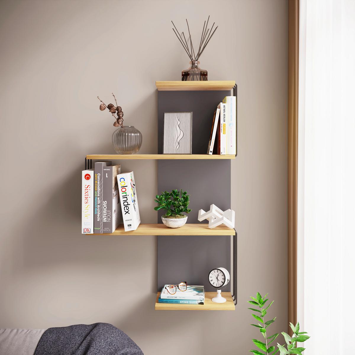 Wandboard Dolira Anthrazit/Eichefarben B: 68 cm - Eichefarben/Anthrazit, Design, Holzwerkstoff (68/98/19cm) - Livetastic