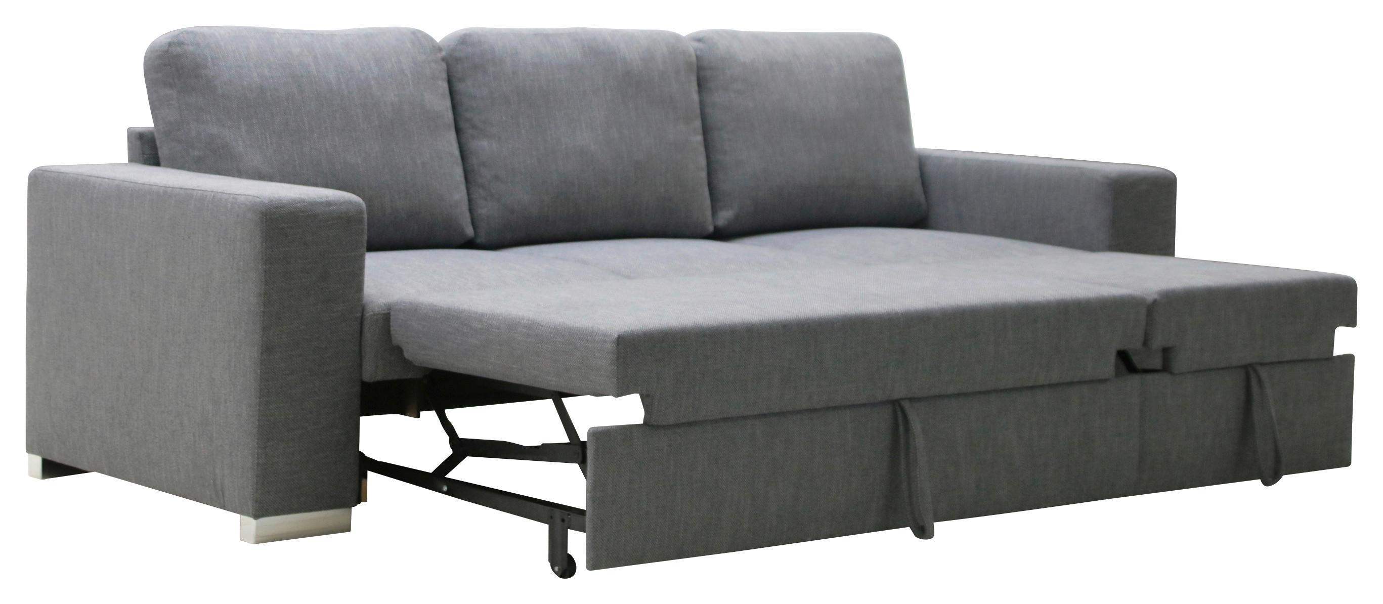 3-Sitzer-Sofa + Schlaffunktion Stone Anthrazit - Chromfarben/Anthrazit, Basics, Holz/Holzwerkstoff (233/66/88/83/147cm) - P & B