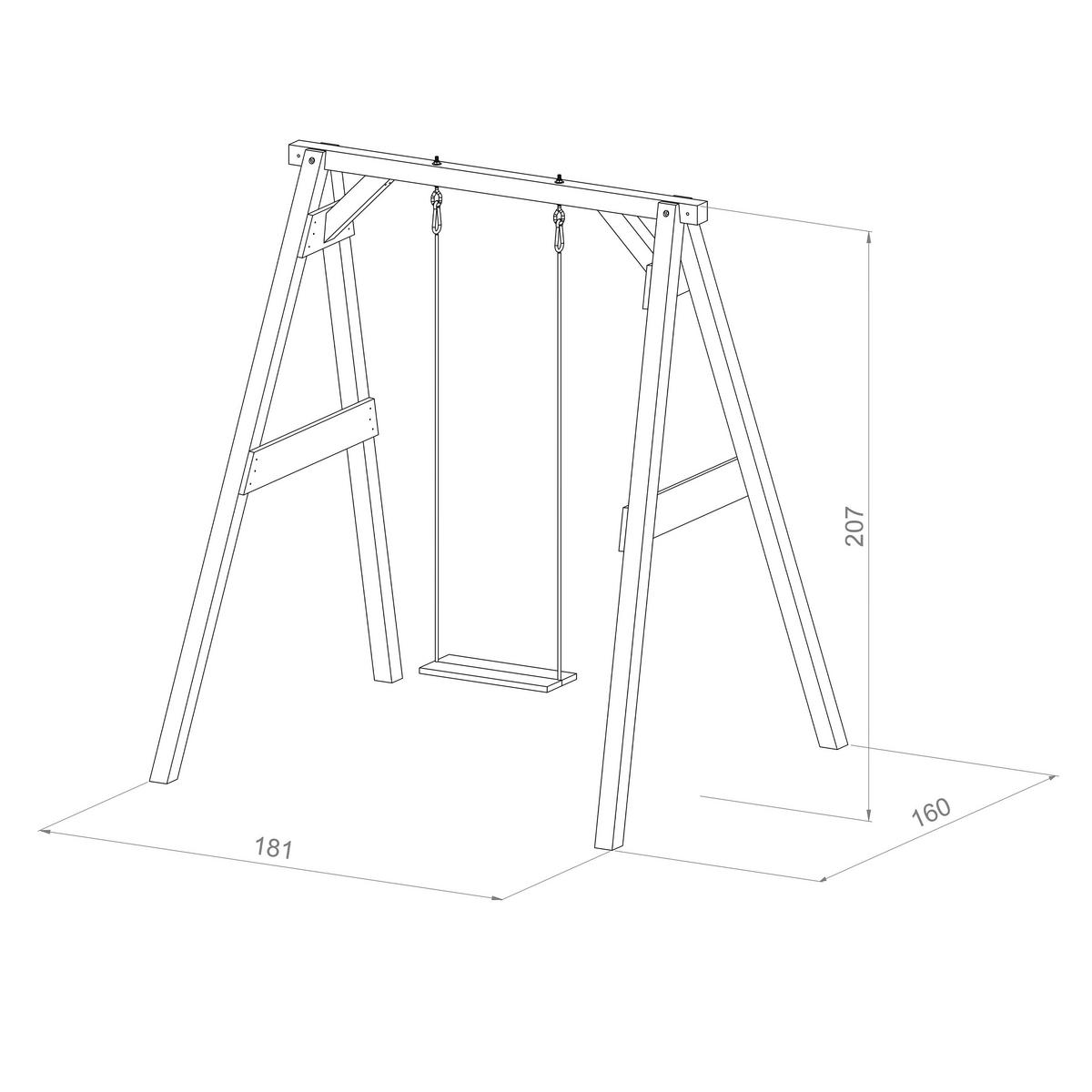 Schaukel A030.136.02 - Braun/Weiß, KONVENTIONELL, Holz (181/207/160cm) - Ambia Garden