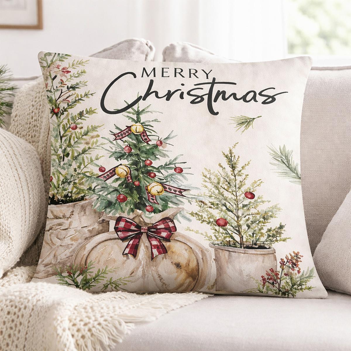 ZIERKISSEN WINTER MAGIC - Weiß/Grün, MODERN, Textil (45/45cm) - Luca Bessoni