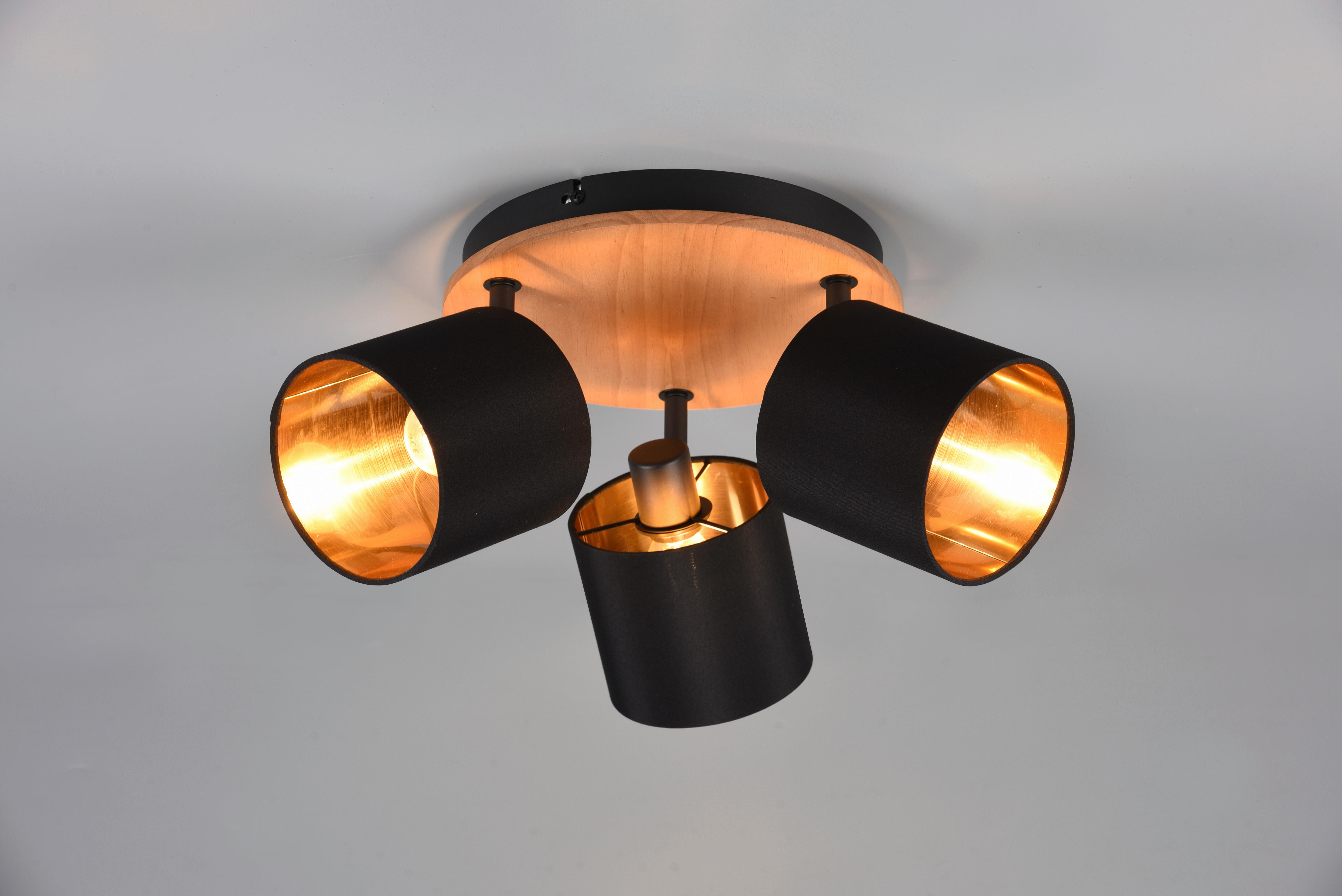 Strahler 3-Flammig Ø 46,5 cm - Goldfarben/Schwarz, KONVENTIONELL, Metall (46,5/22,5cm)