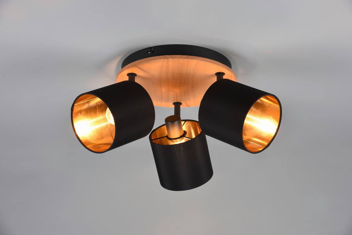 Strahler 3-Flammig Ø 46,5 cm - Goldfarben/Schwarz, KONVENTIONELL, Metall (46,5/22,5cm)