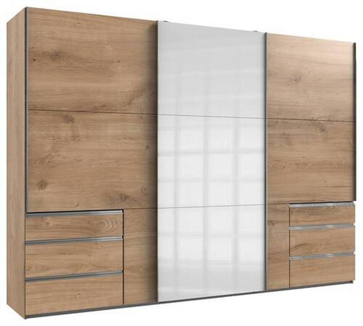 Schwebetürenschrank B: 300 Cm Level Weiß/eichefarben - Eichefarben/Weiß, MODERN, Holzwerkstoff (300/216/65cm) - MID.YOU