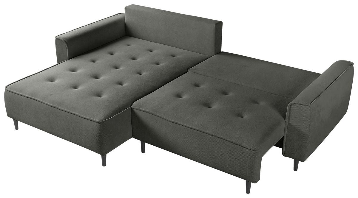 Ecksofa Blues Dunkelgrau/Schwarz, 183 cm - Dunkelgrau/Schwarz, Design, Textil (183/263cm) - MID.YOU