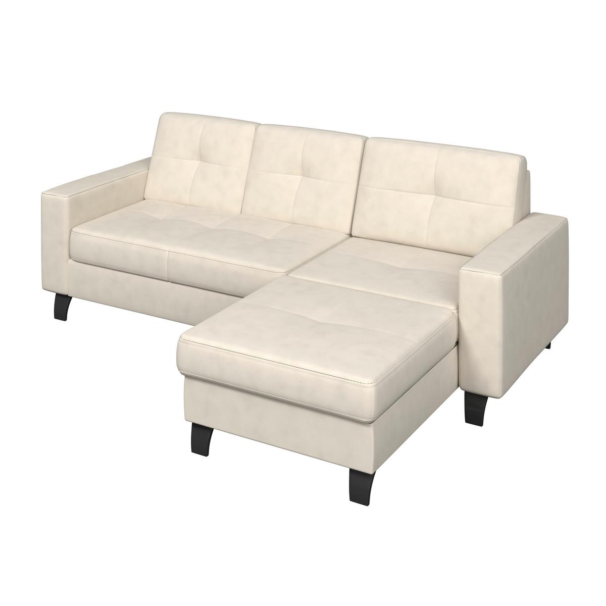 Ecksofa Varese naturfarben, B: 239 cm - Beige/Schwarz, KONVENTIONELL, Textil (239/164cm) - James Wood
