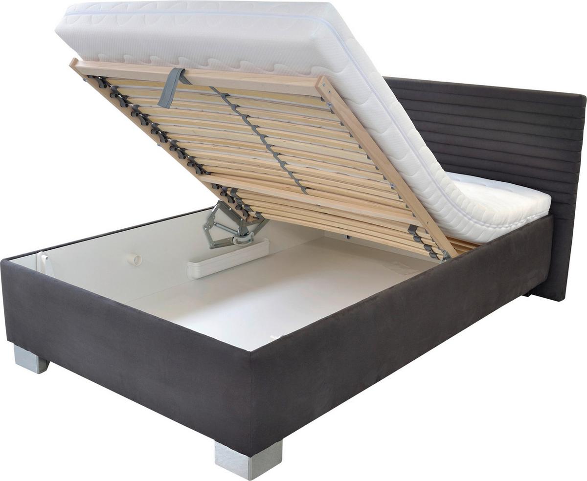 Polsterbett Bettkasten 140x200 Como Anthrazit - Chromfarben/Anthrazit, Holz/Textil (140/200cm)