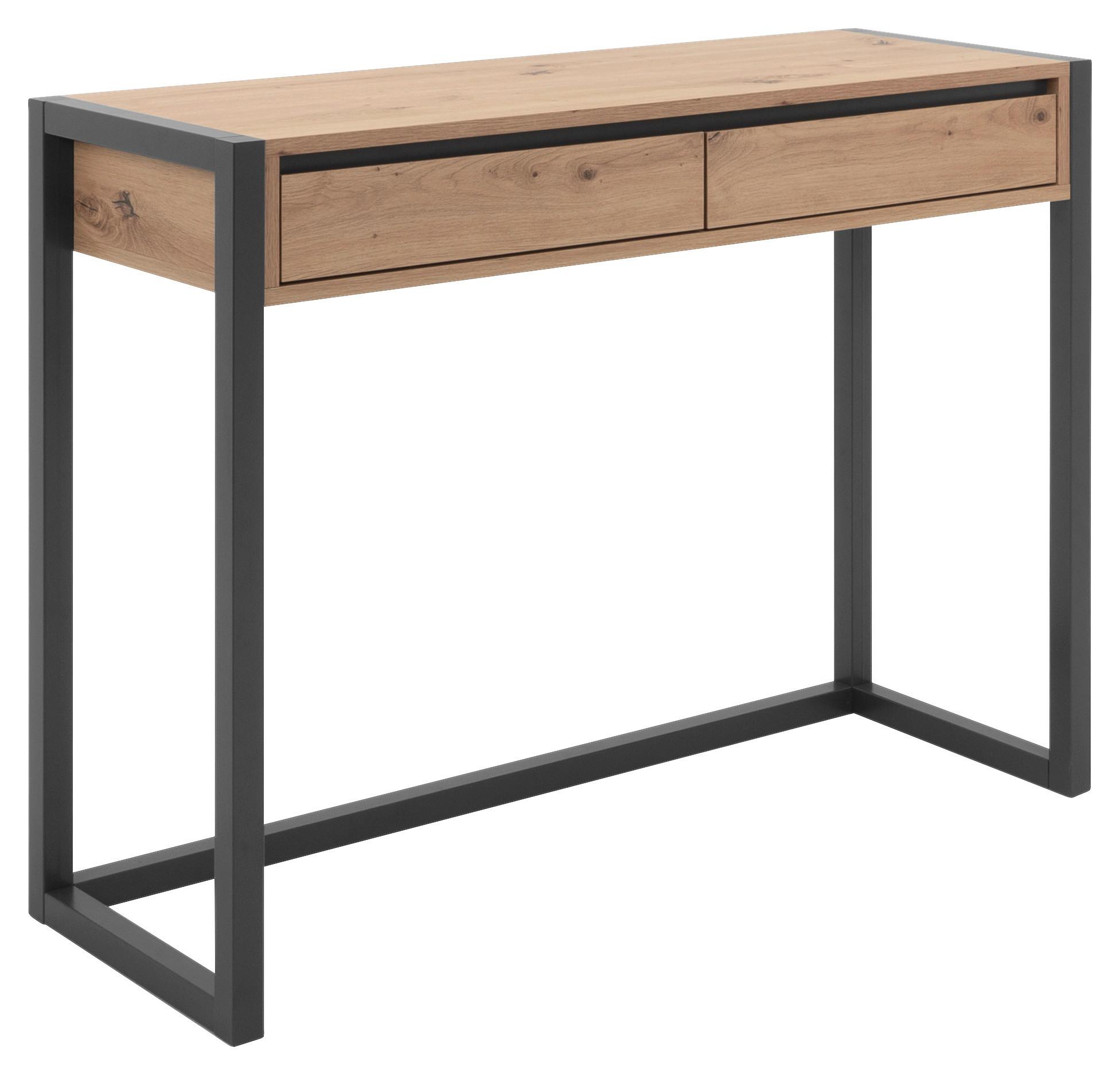 Konsolentisch mit Schubladen Denver, Eichefarben/Schwarz - Eichefarben, KONVENTIONELL, Holzwerkstoff (100/35/75cm) - MID.YOU