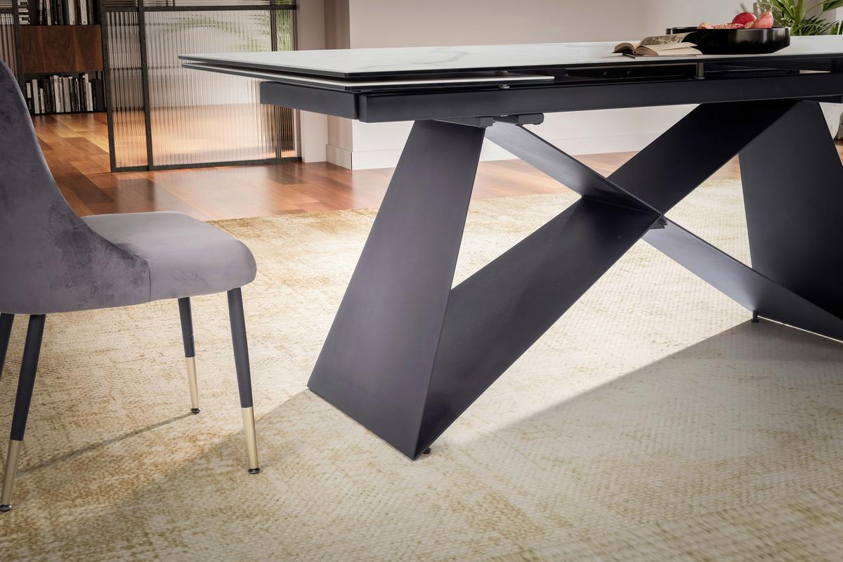 Esstisch Weiß L: 180 cm - Schwarz/Weiß, Design, Keramik/Metall (180/95/78cm) - MID.YOU