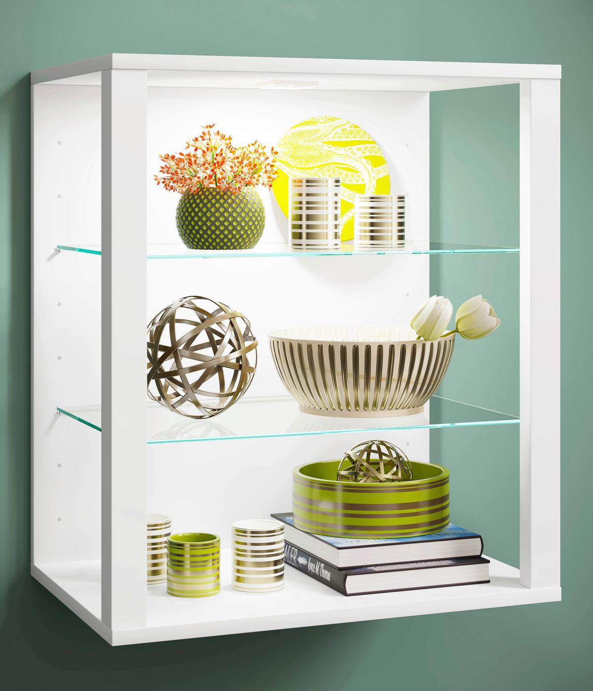 Hängevitrine Glasol Weiß B: 52 cm - Weiß, Design, Glas/Holzwerkstoff (52/60/35cm) - MID.YOU