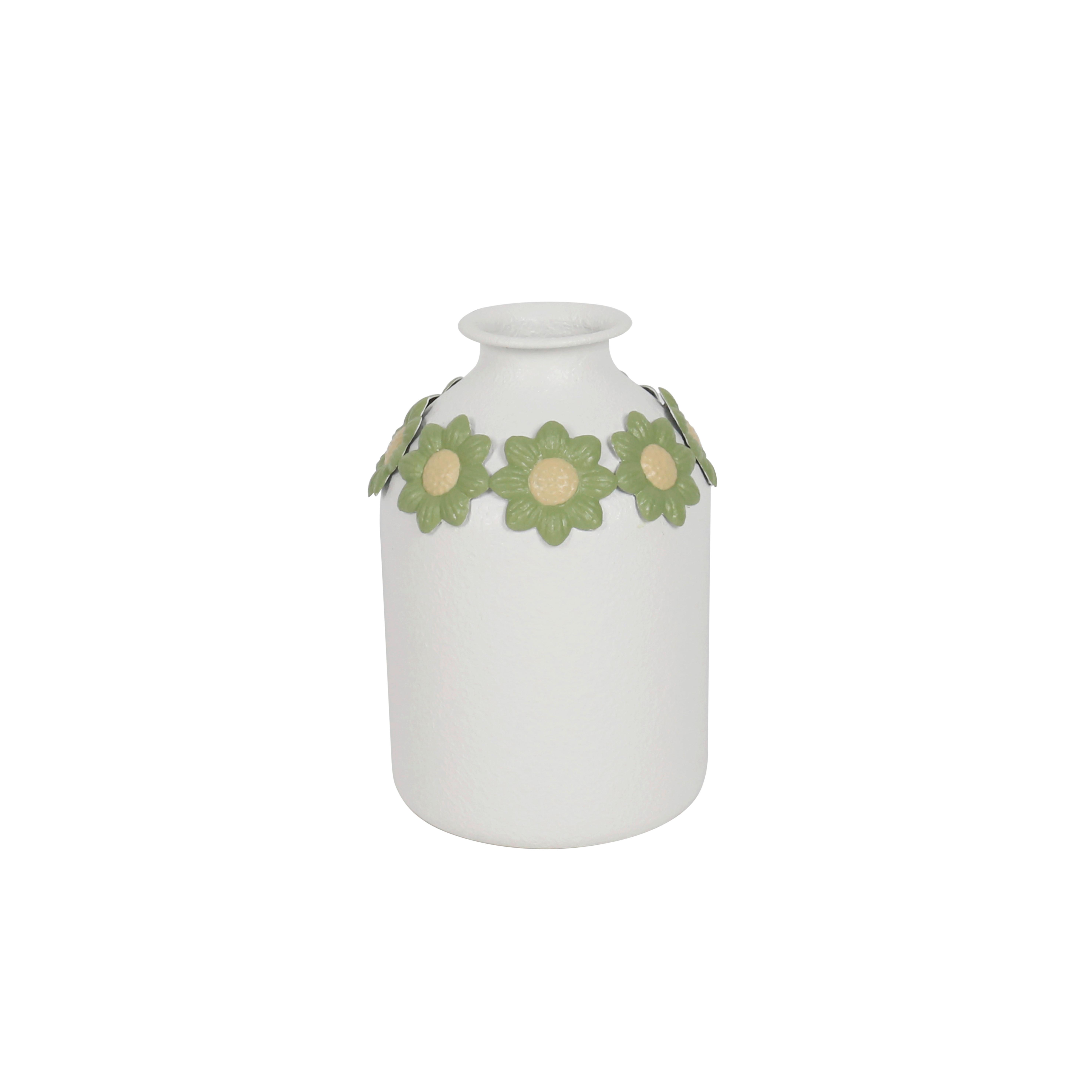 Dekovase Laura - Gelb/Weiß, KONVENTIONELL, Metall (15/23cm) - Luca Bessoni