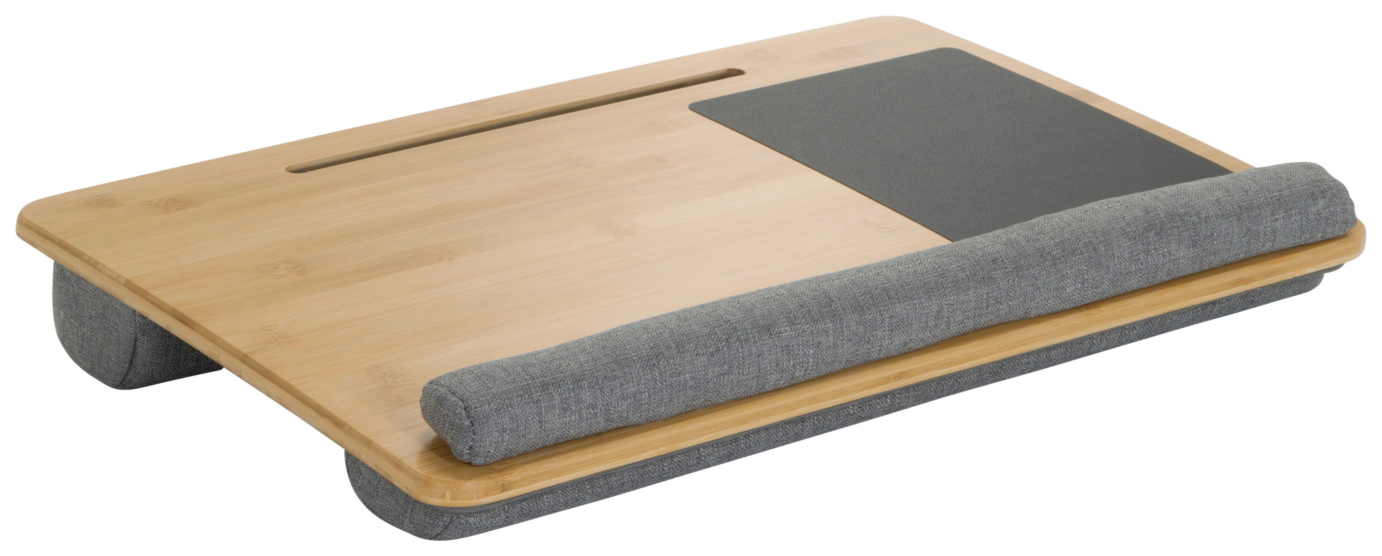 Laptopunterlage Comfilap Echtholz mit Tragegriff - Grau, Basics, Holz/Textil (54/9/36cm) - MID.YOU