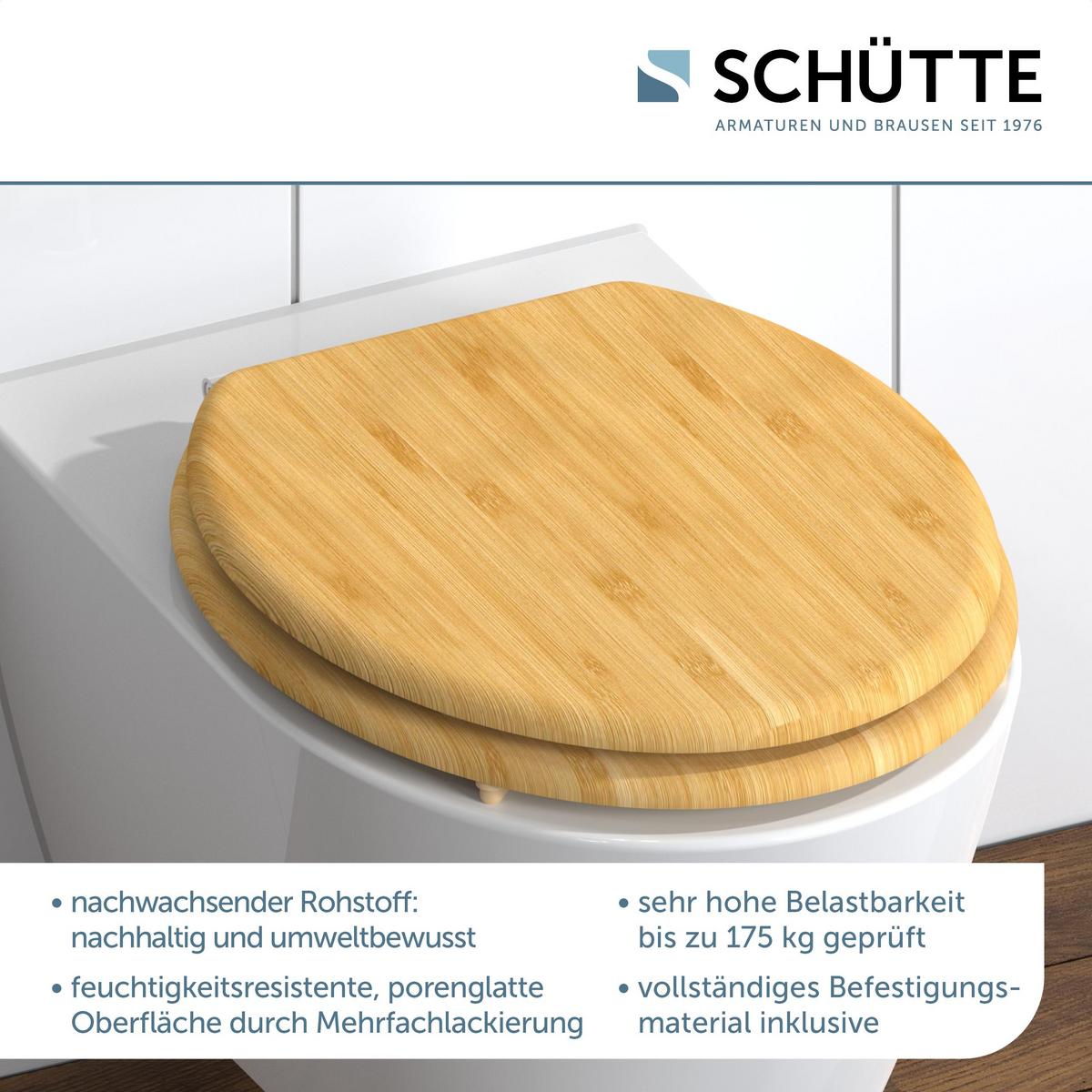 Wc-sitz Naturfarben Bamboo B: 42,5 Cm - Naturfarben, Design, Holzwerkstoff (42,5/5,5/37cm) - Schütte